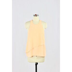 ELIZABETH AND JAMES Cheridah Neon Orange Chiffon Layered Tank Blouse, Size XS